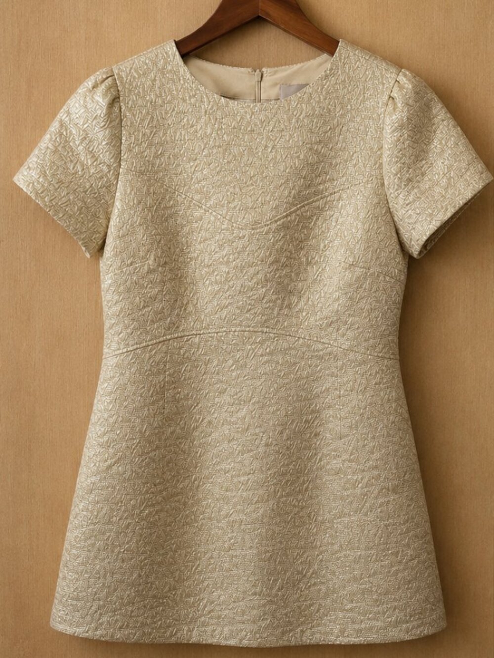 LOFT NWT Gold Metallic Textured Mini Dress Size 12 Petite Party Glam Fit & Flare